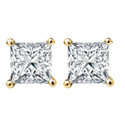 1/3 CT. Solitaire Princess Natural Diamond Stud Earrings