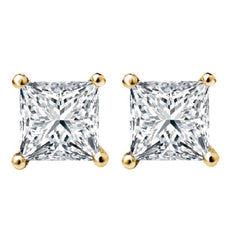 3/8 CT. Solitaire Princess Natural Diamond Stud Earrings