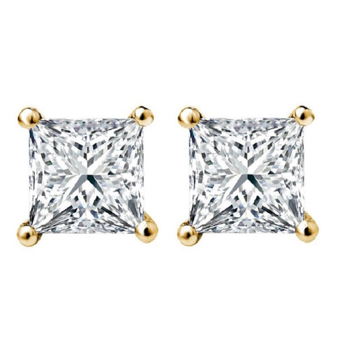 3/8 CT. Solitaire Princess Diamond Stud Earrings