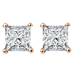 3/8 CT. Solitaire Princess Diamond Stud Earrings