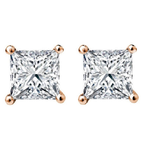 1/2 CT. Solitaire Princess Diamond Stud Earrings