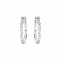 1/2 CT. Round Natural Diamond Eternity Hoop Earrings