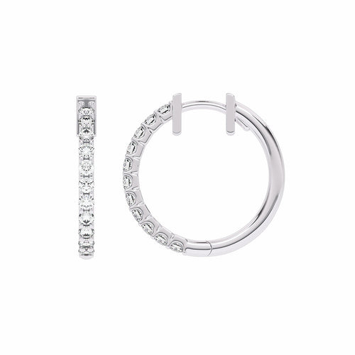 1/2 CT. Round Natural Diamond Eternity Hoop Earrings