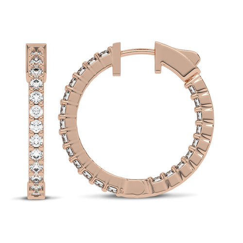 2 CT. Round Natural Diamond Inside Out Hoop Earrings