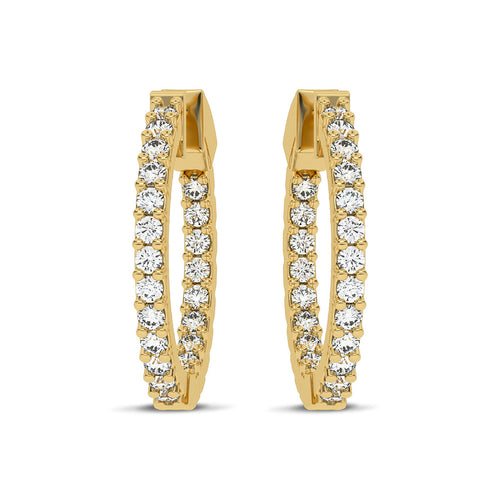 2 CT. Round Natural Diamond Inside Out Hoop Earrings