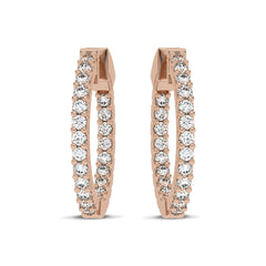 2 CT. Round Natural Diamond Inside Out Hoop Earrings