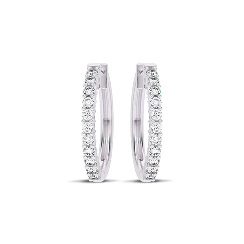 1/2 CT. Round Natural Diamond Eternity Hoop Earrings