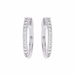 1 CT. Round Natural Diamond Eternity Hoop Earrings