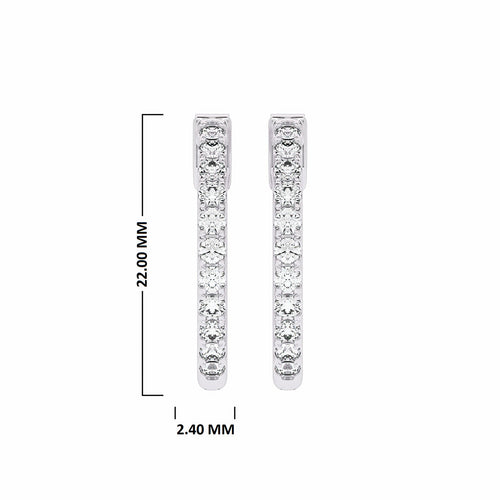 1 CT. Round Natural Diamond Eternity Hoop Earrings