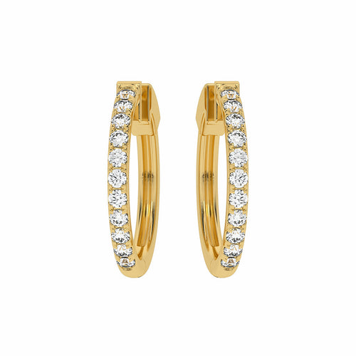 1 CT. Round Natural Diamond Eternity Hoop Earrings