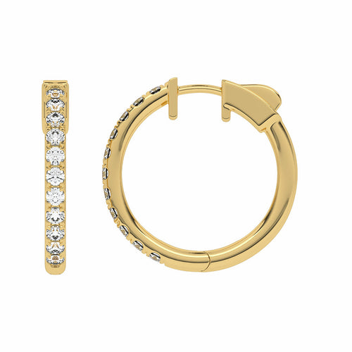 1 CT. Round Natural Diamond Eternity Hoop Earrings