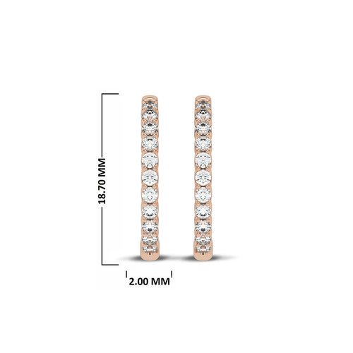 1 CT. Round Natural Diamond Eternity Hoop Earrings