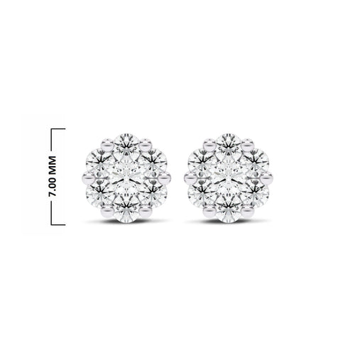 3/4 CT. Floral Cluster Natural Diamond Stud Earrings