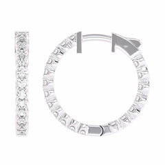 1 CT. Round Natural Diamond Eternity Hoop Earrings