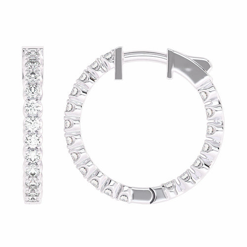 1 CT. Round Natural Diamond Inside Out Hoop Earrings