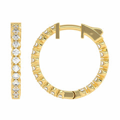 1 CT. Round Natural Diamond Eternity Hoop Earrings