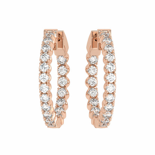 1 CT. Round Natural Diamond Inside Out Hoop Earrings