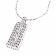 1 CT. Princess Cocktail Natural Diamond Vertical Bar Pendant