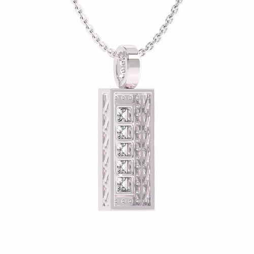 1 CT. Princess Cocktail Natural Diamond Vertical Bar Pendant