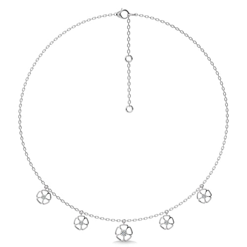 Flower Symphony  Natural Round Diamond Five Station Necklace