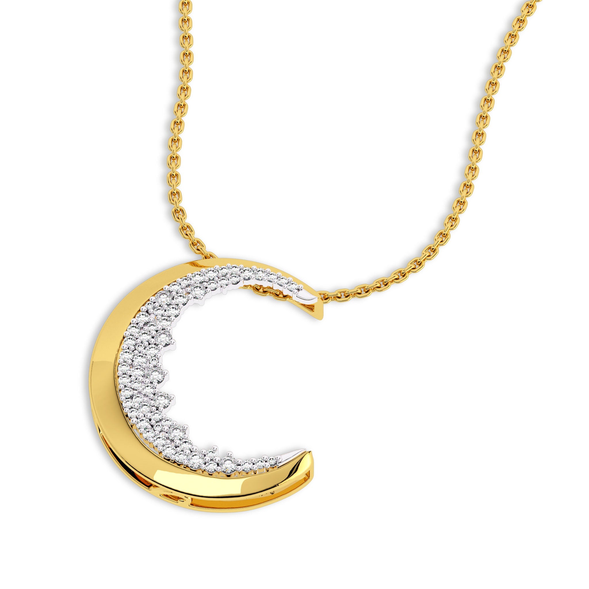 1/6 CT. T.W. Diamond Crescent Moon Pendant in Sterling Silver with 18K Rose  Gold Plate | Zales