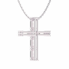 3/4 CT. Natural Round Princess and Criss Cut Diamond Studded Classic Cross Pendant