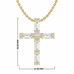 3/4 CT. Natural Round Princess and Criss Cut Diamond Studded Classic Cross Pendant