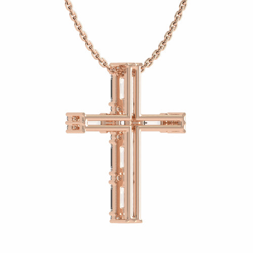 3/4 CT. Natural Round Princess and Criss Cut Diamond Studded Classic Cross Pendant