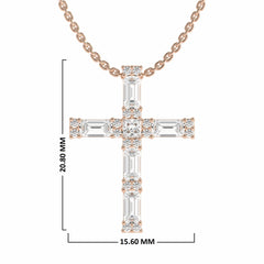 3/4 CT. Natural Round Princess and Criss Cut Diamond Studded Classic Cross Pendant