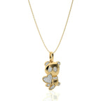 Charming Cute Bear cub cartoon Lab Created Diamond Pendant/Necklace