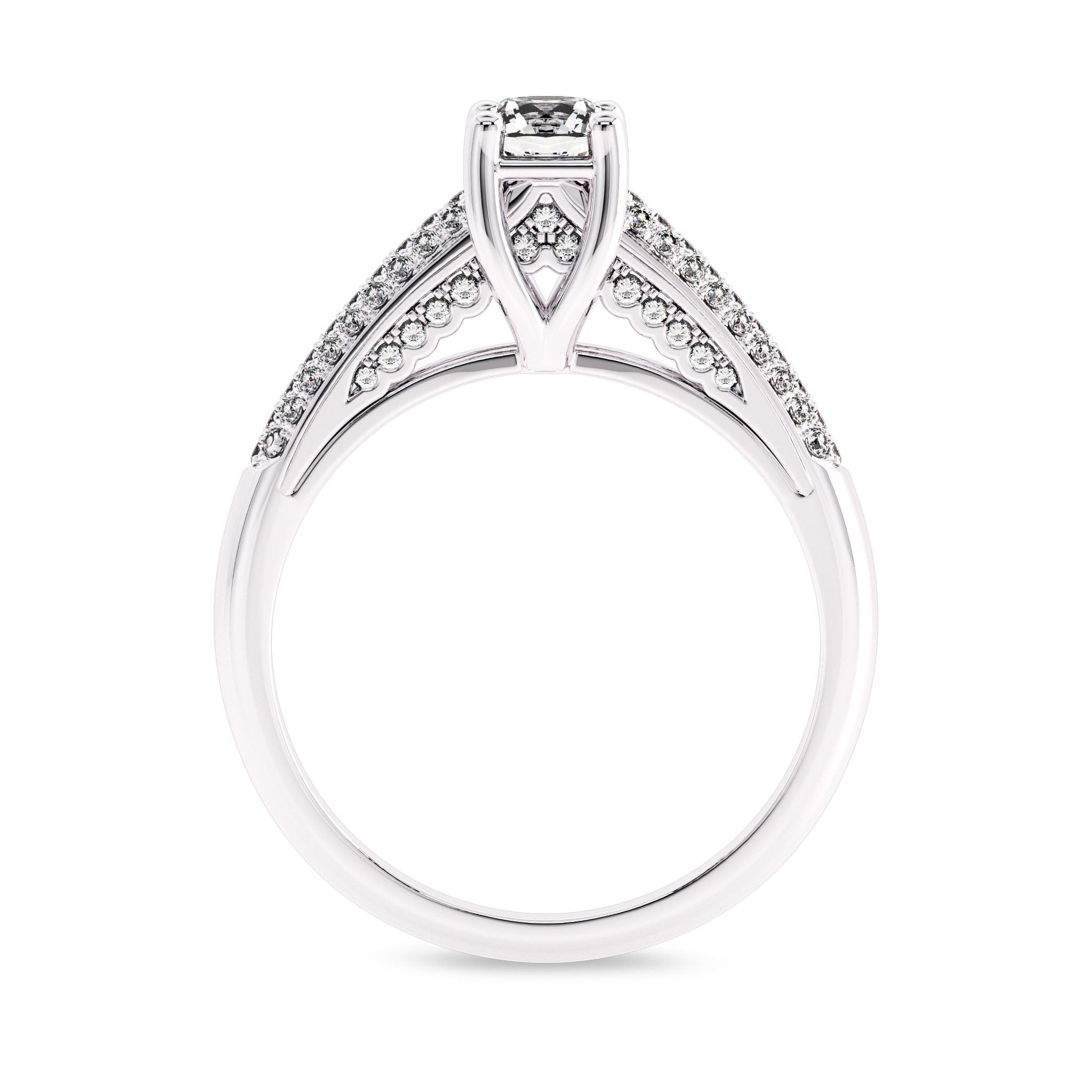 Pave cathedral deals engagement ring