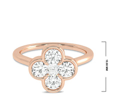 Four Leaf clover Round Lab created Diamond Ring