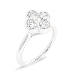 Four Leaf clover Round Lab created Diamond Ring