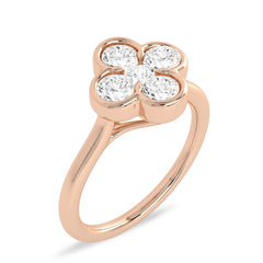 Four Leaf clover Round Lab created Diamond Ring