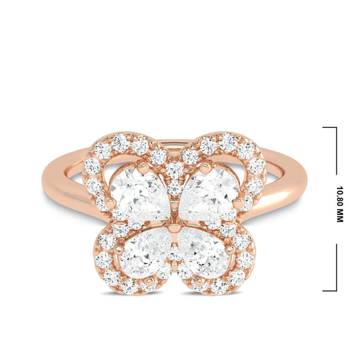 Pear and Round Lab created Diamond butterfly Ring