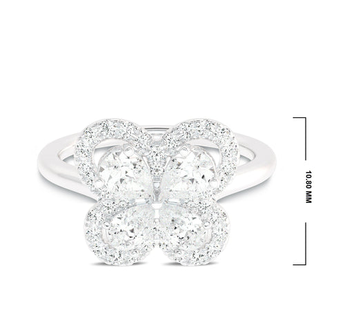 Pear and Round Lab created Diamond butterfly Ring