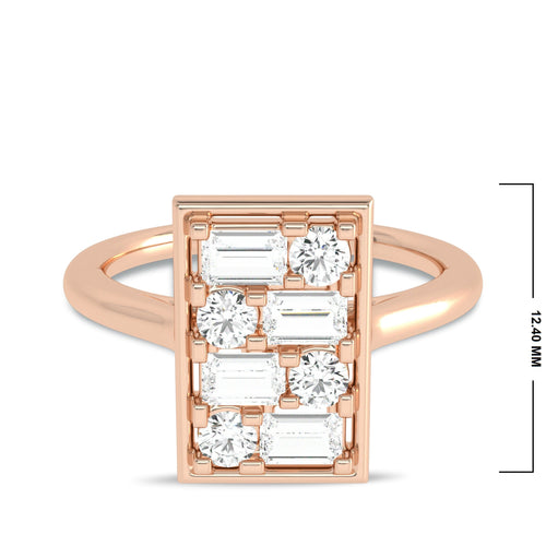 Mordern Round and Baguette Rectangle Ring