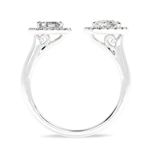 Two Headed pear and Emerald cut Lab created Diamond Ring