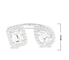 Two Headed pear and Emerald cut Lab created Diamond Ring