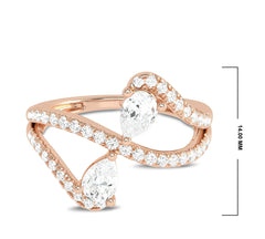 Classic dual Pear and Round Lab Created Diamond Ring