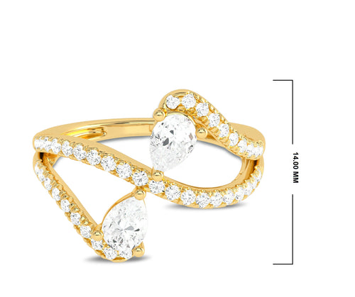 Classic dual Pear and Round Lab Created Diamond Ring