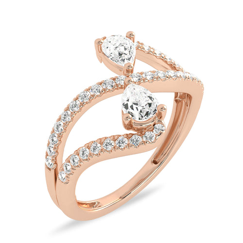 Classic dual Pear and Round Lab Created Diamond Ring