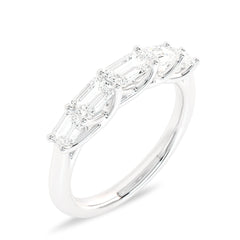 Trellis style Five stones Emerald Cut Lab created Diamond Ring