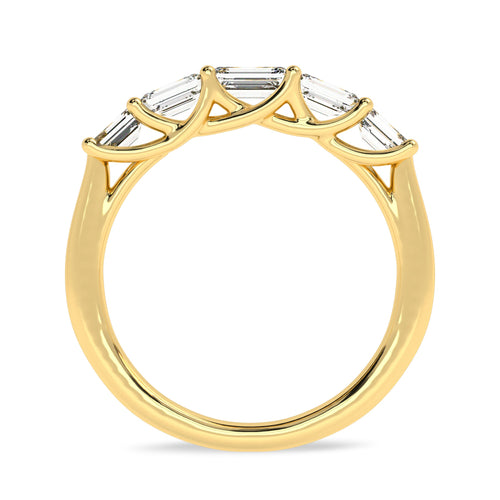 Trellis style Five stones Emerald Cut Lab created Diamond Ring