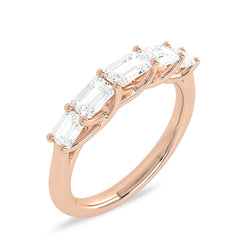 Trellis style Five stones Emerald Cut Lab created Diamond Ring