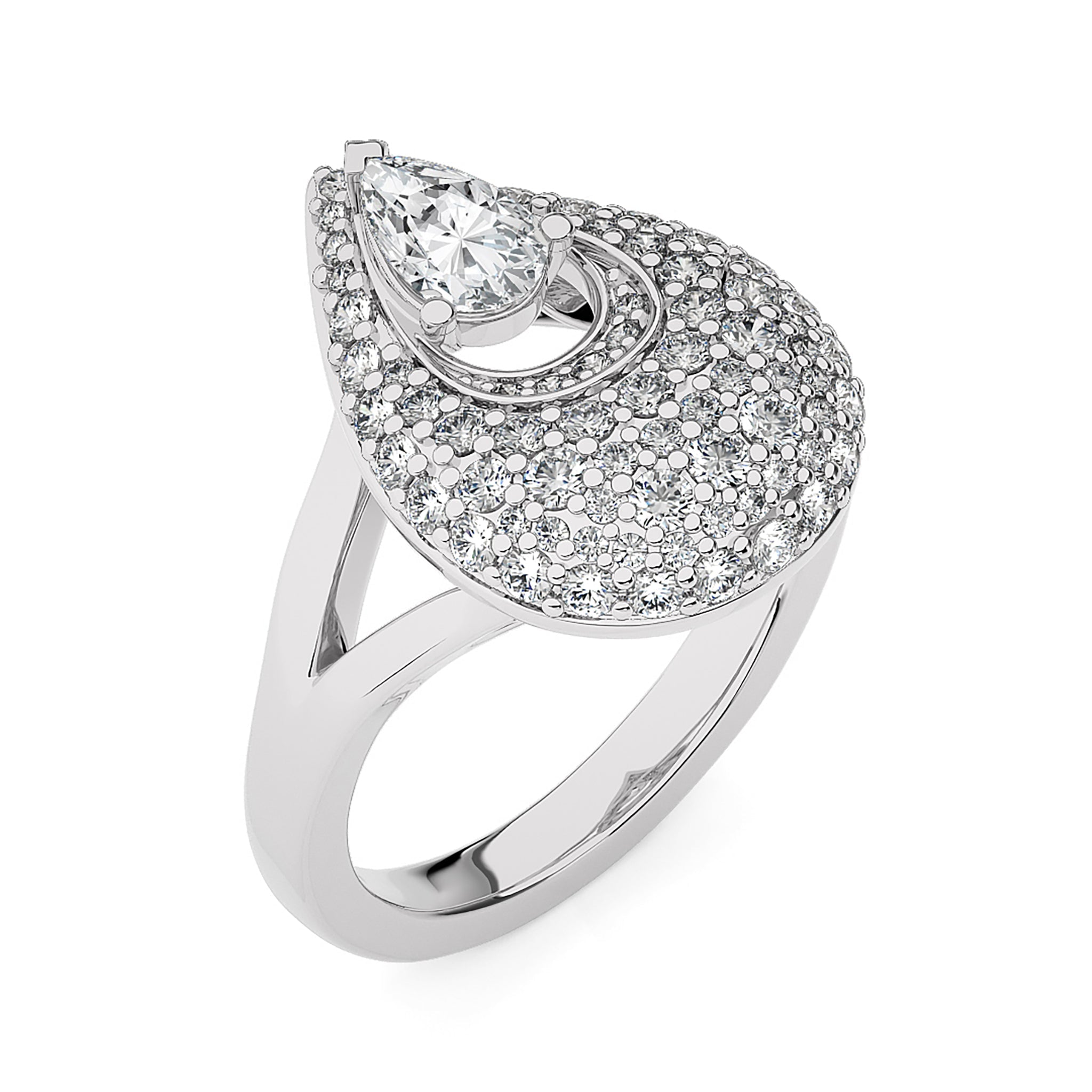 Pear cluster clearance diamond ring