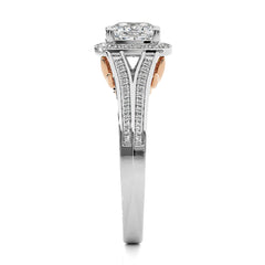 Aureola Split Shank Bazel Halo Diamond Engagement Ring