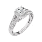 Aureola Split Shank Bazel Halo Diamond Engagement Ring