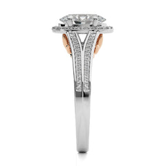 Aureola Split Shank Bazel Halo Diamond Engagement Ring