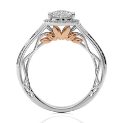 Aureola Split Shank Bazel Halo Diamond Engagement Ring